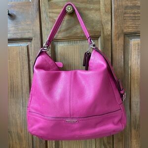 Coach Pink Leather Hobo Bag with Slouchy Design